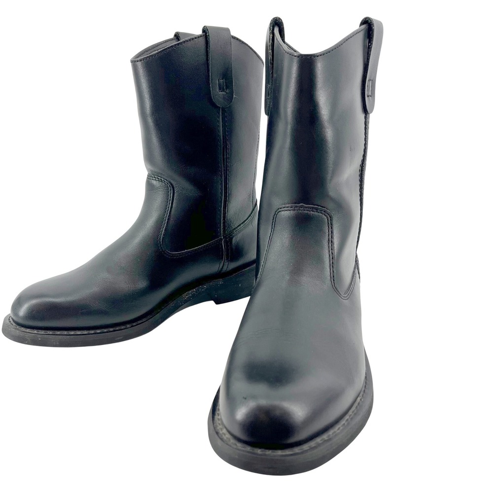 Brahma Tucson Wellington Boots Mens 9 Black Leather Pull On Work Round Toe